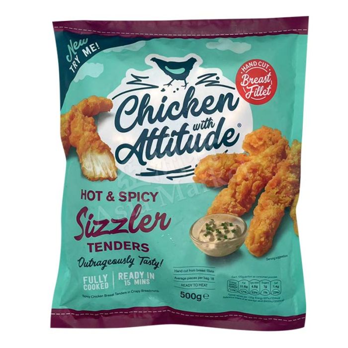 [FROZEN]  CHICKEN With ATTITUDE  Hot & Spicy Sizzler Tenders 500g