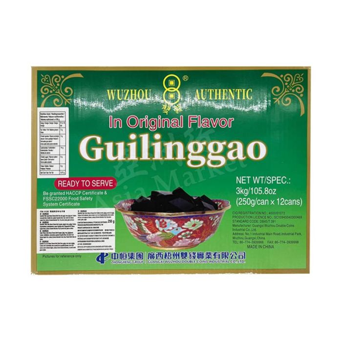 WUZHOU DOUBLE COINS   Guilinggao Chinese Herbal Jelly  in Original flavour (250g x 12Cans) 3kg