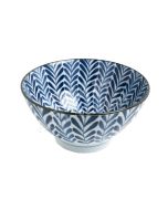 BOWL - Painted Blue And White Porcelain Ceramic Bowl (7 Inch) (Type 2, Pattern 3) 