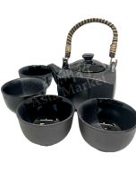 Japanese Tea Set Black 5pcs 日本茶具套装黑色 5 件