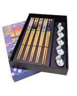 Tokyo Design Studio - Purple Rabbit Leaves Chopsticks Set 10pcs with Chopstick Rests