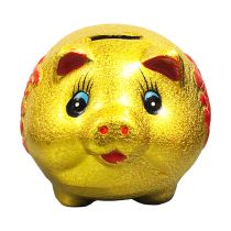 6" Golden Pig Money Box