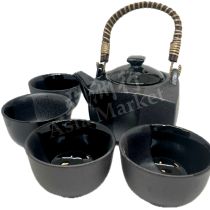 Japanese Tea Set Black 5pcs 日本茶具套装黑色 5 件