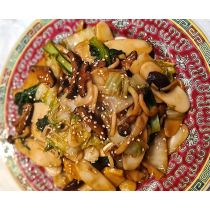 New Year Rice Cake and Mushroom Stir Fry Ingredients