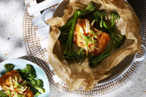 Lizzie Mabbott’s Ginger Salmon with Oyster Sauce and Broccoli