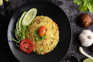 Vegan Pork Fried Rice with Satay Sauce Recipe