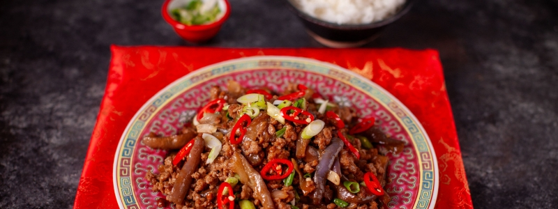 Eva Pau's Chinese Braised Aubergine and Minced Pork with Garlic, Soy & Vinegar Recipe