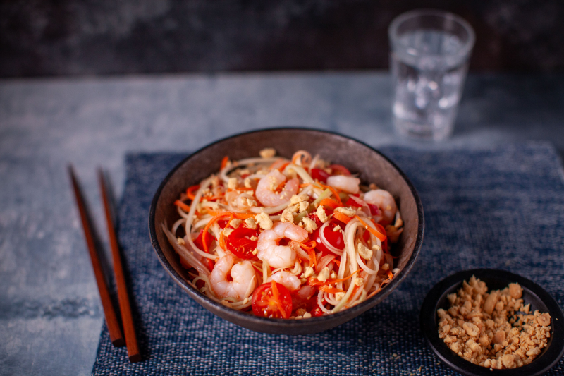 Prawns and Thai green papaya salad from Eva Pau's Asian Kitchen