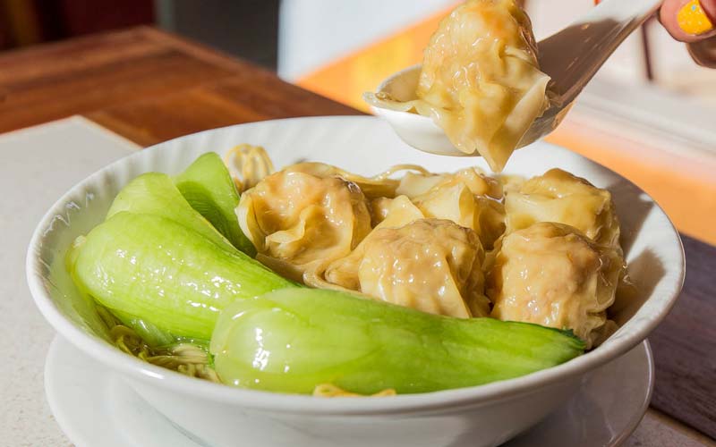 Wonton Soup Recipe with Green Pak Choi