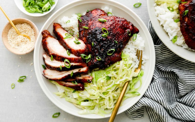 Air Fryer Charsiu Chicken with a Soy Cucumber Salad Recipe