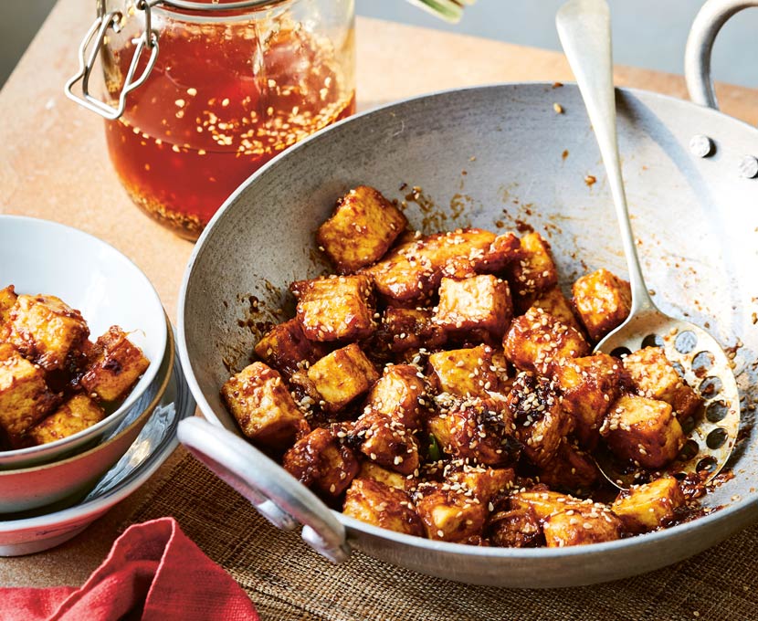 Spicy crispy tofu bites made with Suzie’s homemade chilli oil