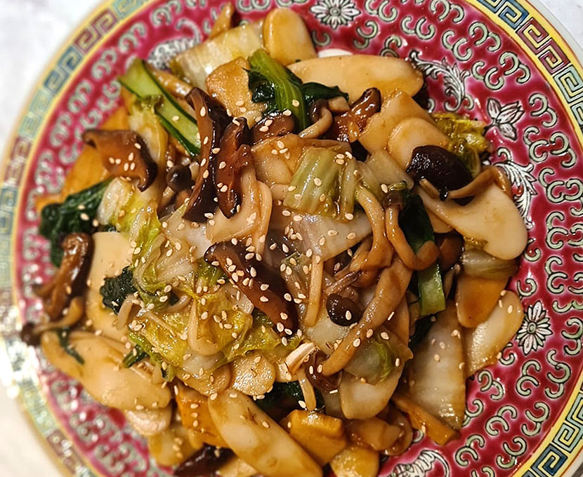 New Year Rice Cake and Mushroom Stir Fry Recipe