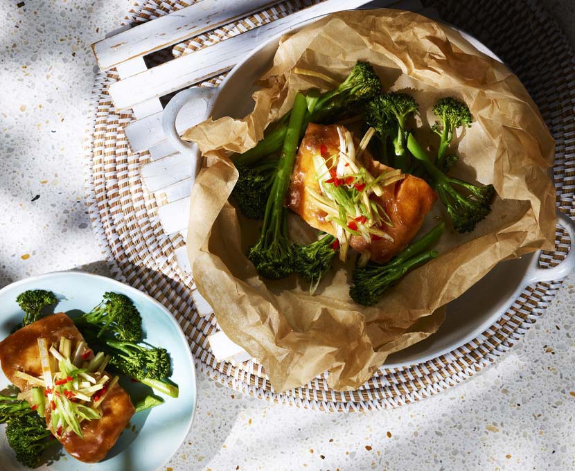 Lizzie Mabbott’s Ginger Salmon with Oyster Sauce and Broccoli