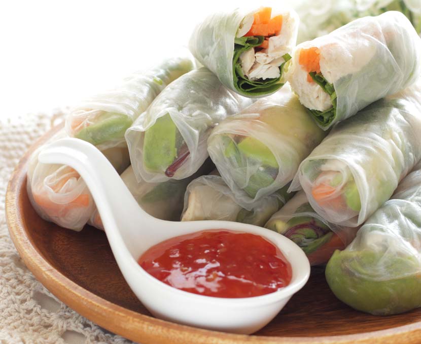 Asian Green Salad and Chicken Rice Roll