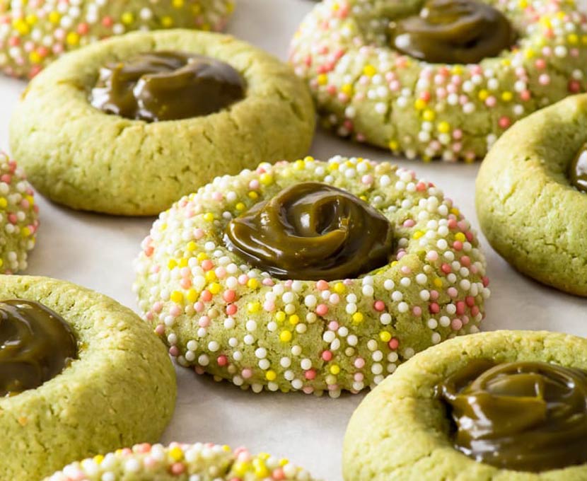 vegan matcha thumbprint cookies recipe